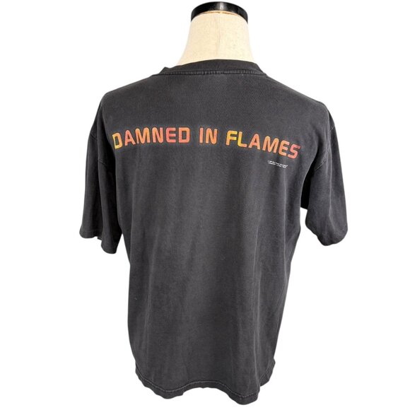 1997 Blue Grape Damned In Flames Graphic T-Shirt Black Preshrunk Cotton Mens L - Picture 2 of 11